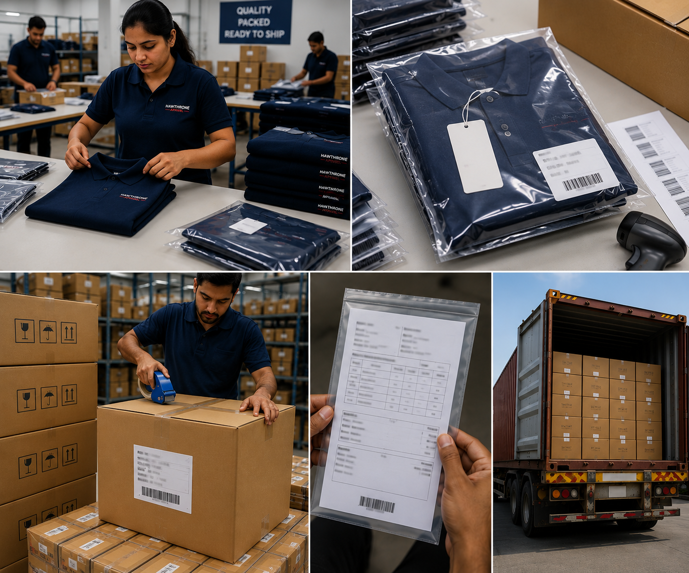 Packed apparel export cartons